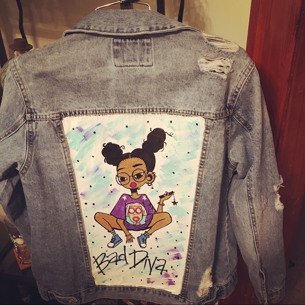 Hand Painted Jean Jacket - Picture 3 of 5